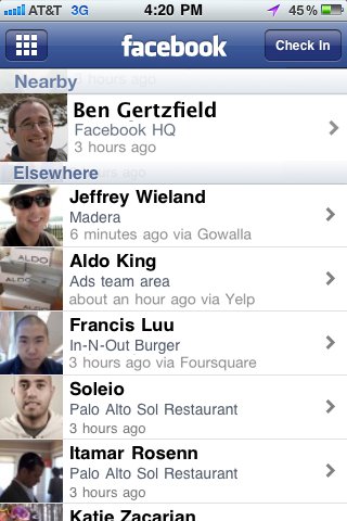 Facebook Places: iPhone aplikace